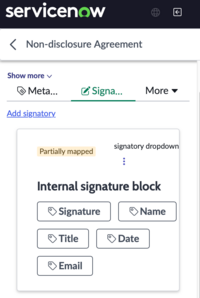 Signatory block added using ServiceNow Contracts add-in