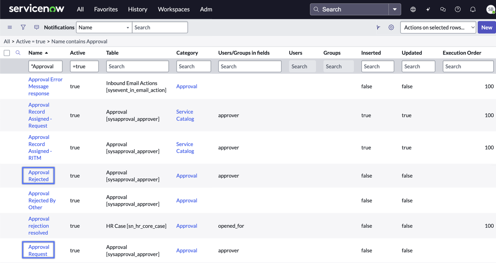 Default platform approval notifications in the notifications page