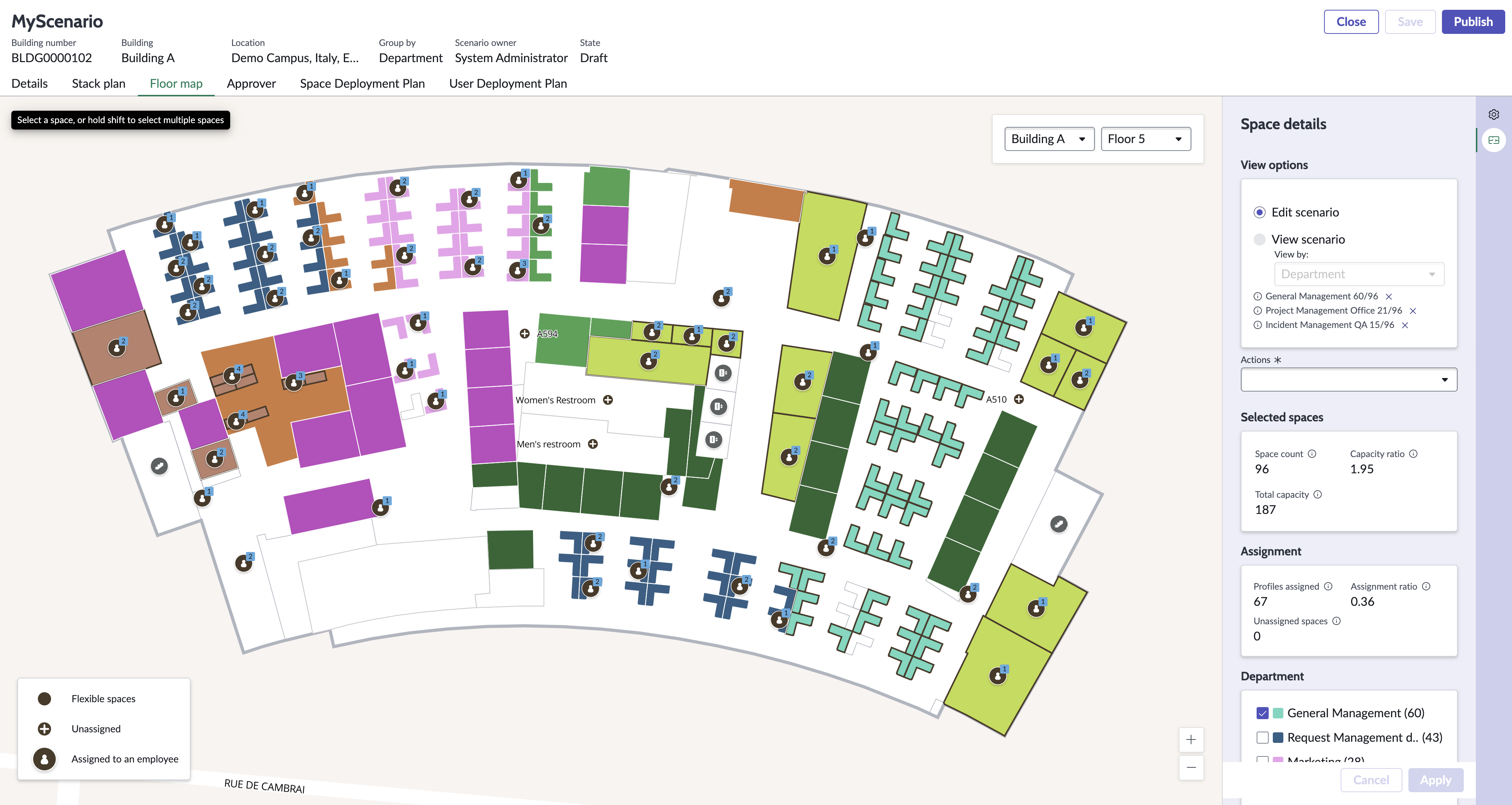 Floor map view.