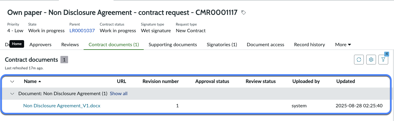 Grouping of contract documents