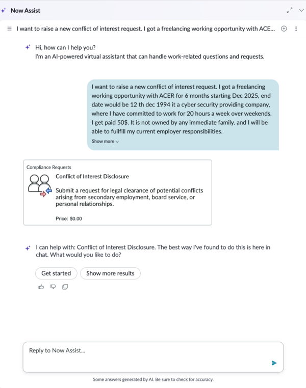 Option to initiate COI request