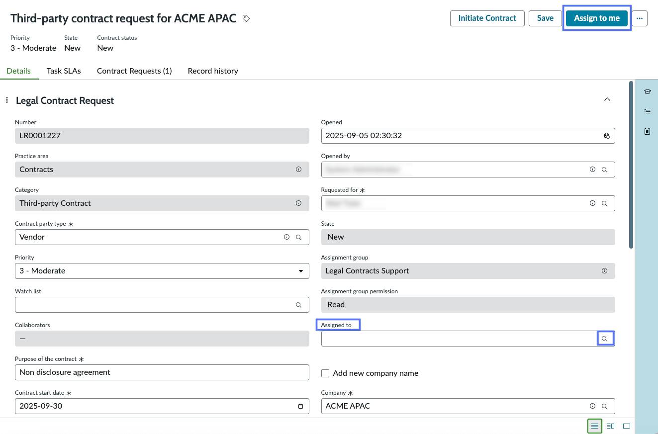 Assign request in your workspace.