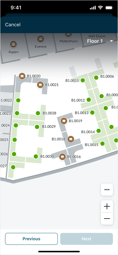 Carte d’orientation intérieure sur un appareil mobile
