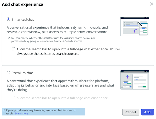 Opt into premium chat for your portal.