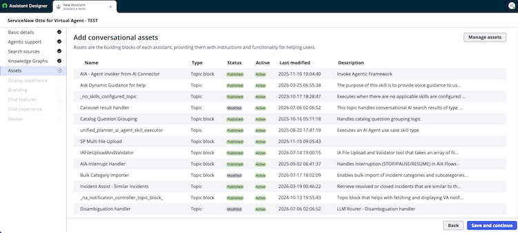 View list of added assets and manage assets.