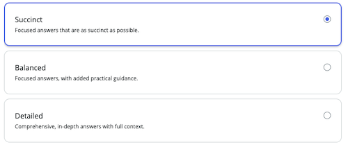 Select a response length for your assistant.