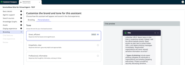 Select your assistant's tone, response length, and persona.