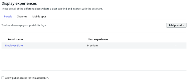 Select a portal for where you want your assistant to appear.