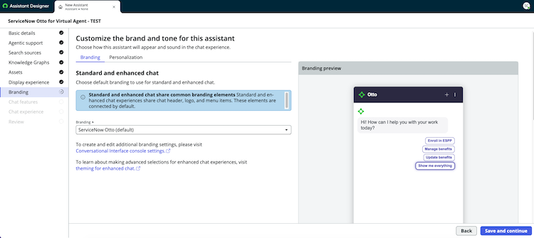 Preview pane of a standard chat assistant.