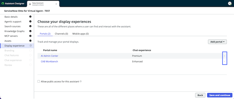 Ellipsis shows edit portal settings or remove a portal.