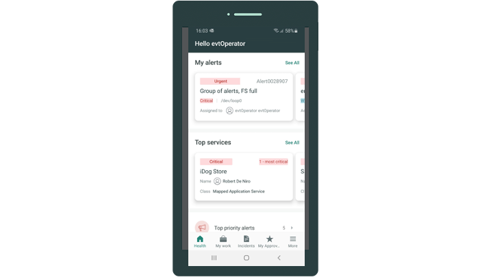 Liste der Warnungen und Services für Mobile .