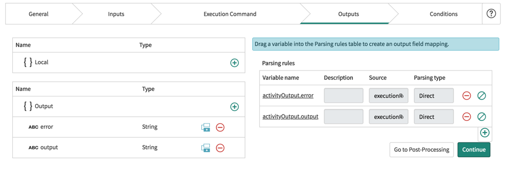 Ausgaben werden in Analyseregeln angezeigt