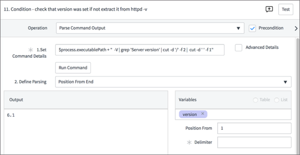 Definieren von Parametern zum Extrahieren der Version aus HTTPD