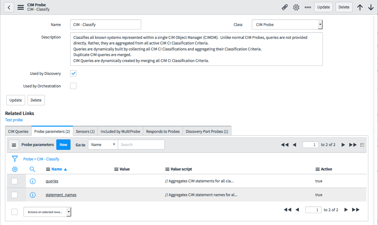 Datensatz der Probe „CIM - Classify“