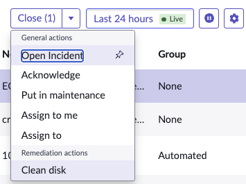 Die Aktion Datenträger bereinigen, die in der Dropdown-Liste der Korrekturaktionen aufgeführt ist