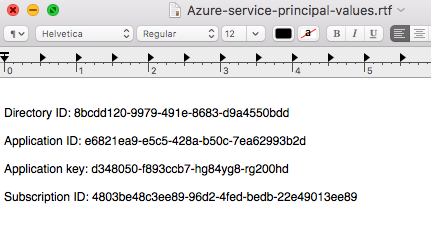 Textdatei, die vorübergehend Anmeldeinformationswerte für den Azure-Dienstprinzipal enthält