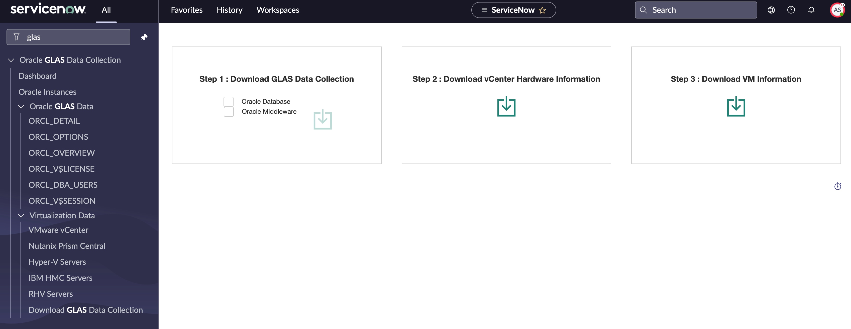 Oracle GLAS-Download-Seite