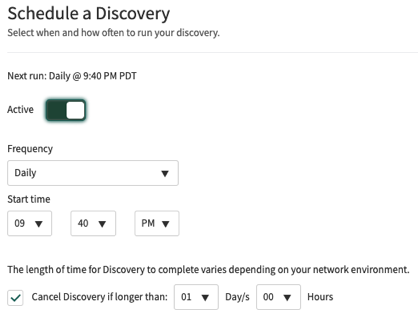 Cloud Discovery-Zeitplan
