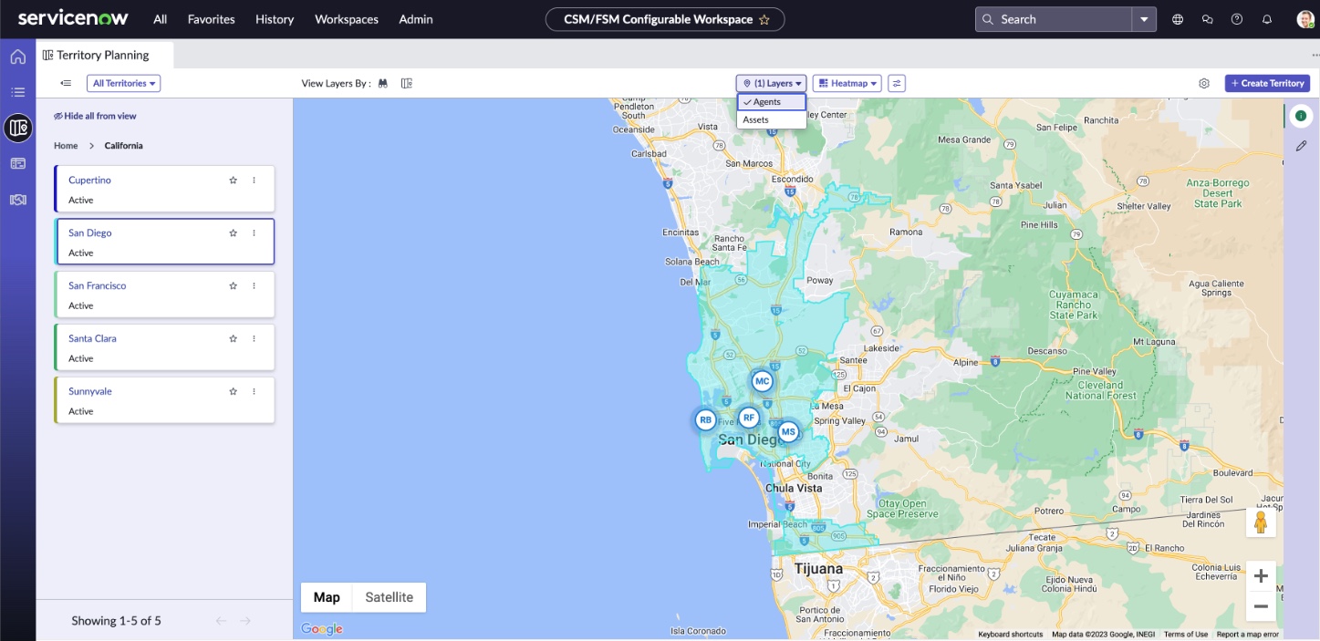 Instantané des agents sur le territoire de San Diego.