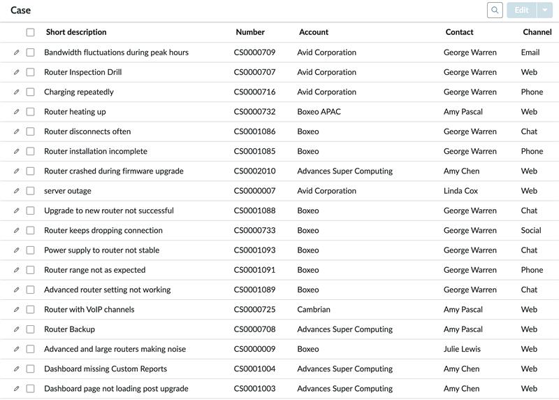 Portal Advanced Data List widget displaying a list with the nest by column not configured