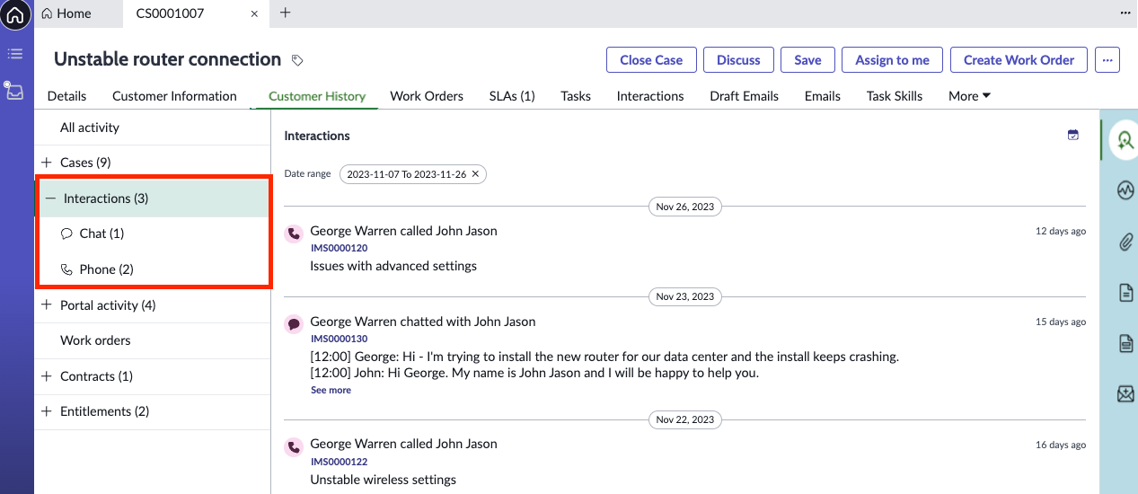 Activity groups view in Agent Workspace displaying Chat and Phone as the activity group types.