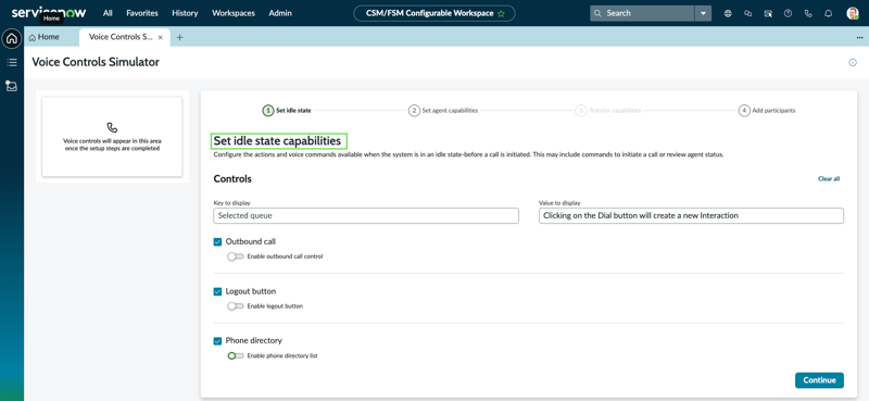 Set idle state capabilities in the simulator