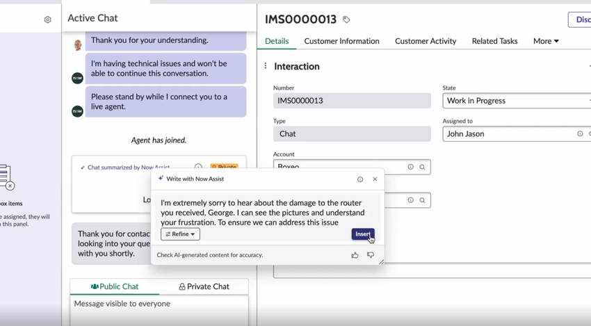 Modal that enables an agent to generate a reply recommendation from a chat.