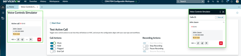 Test the simulated active call controls