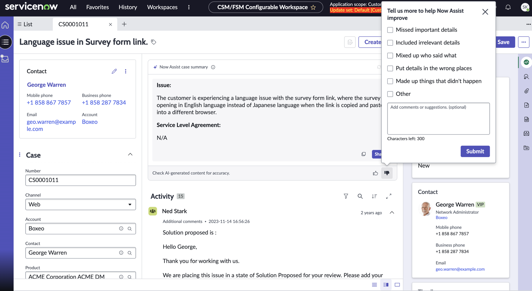 AI-generated case summary for a case record.