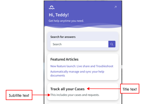 Engagement Messenger home page displaying case widget to track all your cases and requests.