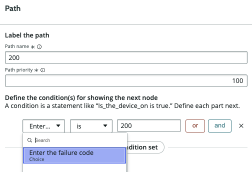 Path for 200 error code conditions