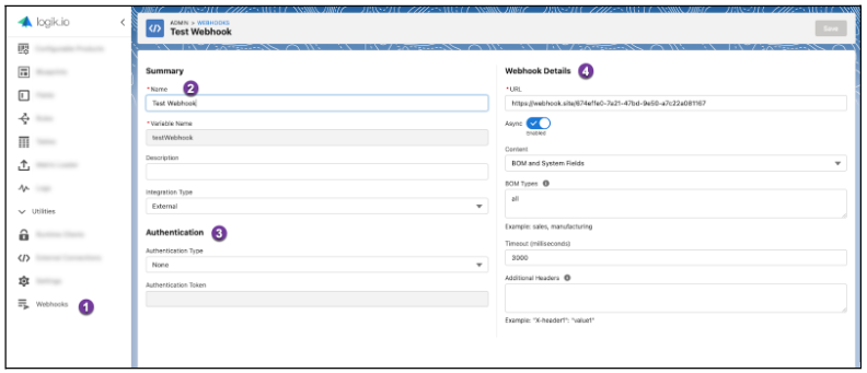 Webhook setup