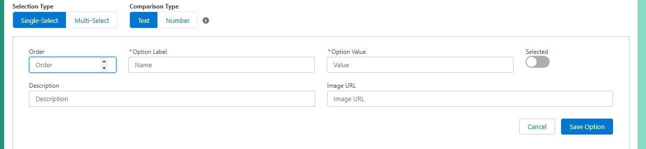Selection type screen