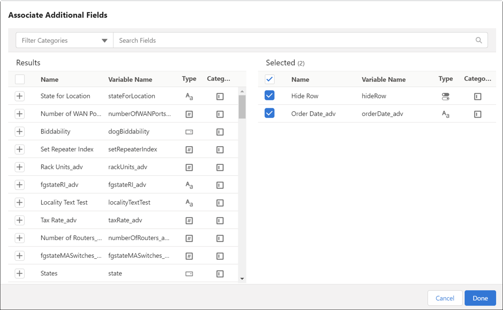 Associate additional fields