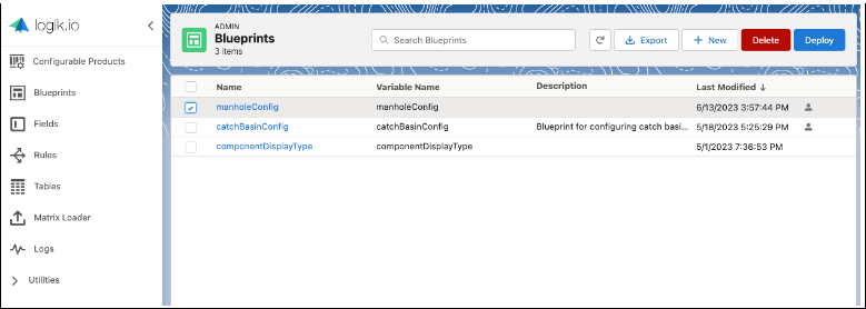 Blueprints user interface