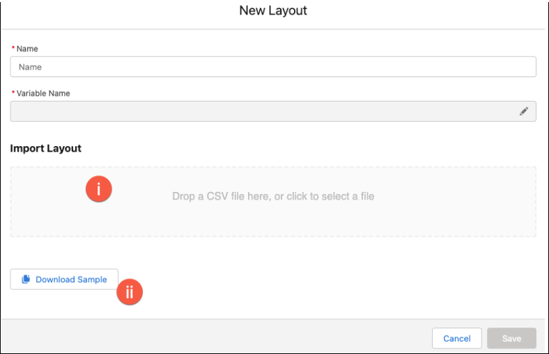 CSV layout upload
