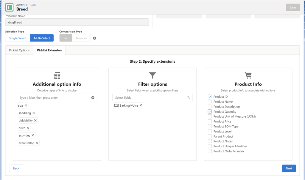 Picklist extensions