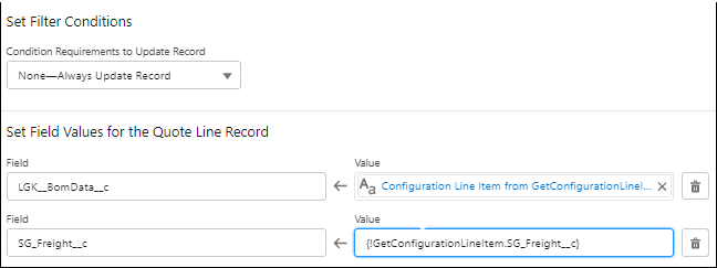Set filter condition