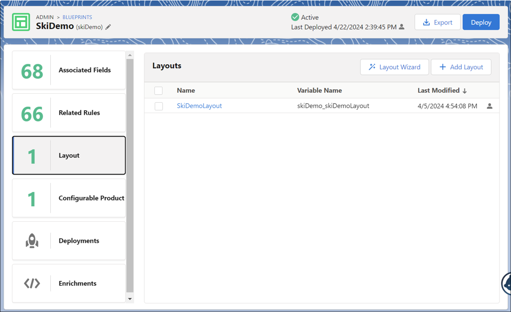 Layout screen