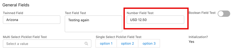Number field screen