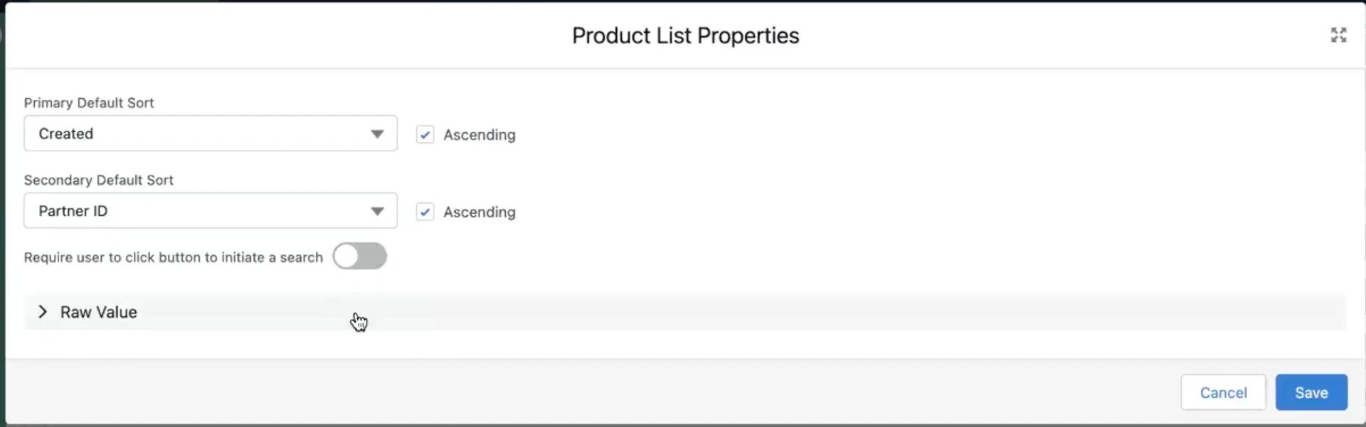 Gerenciador de transações: Propriedades da lista de produtos