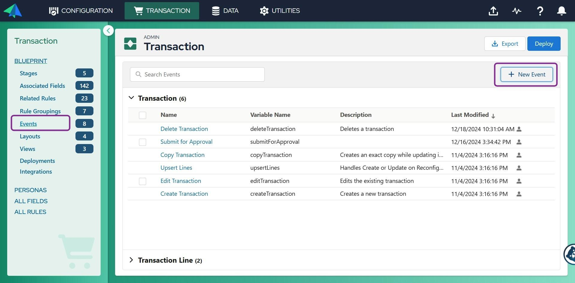 Transaction Manager: Events