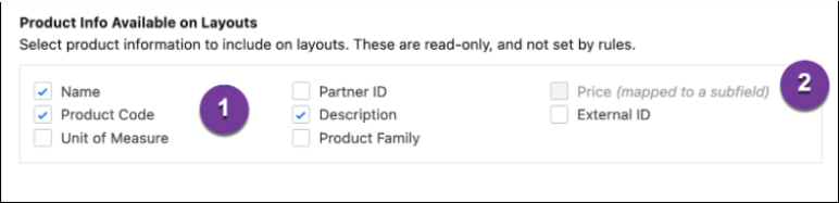 Product info fields