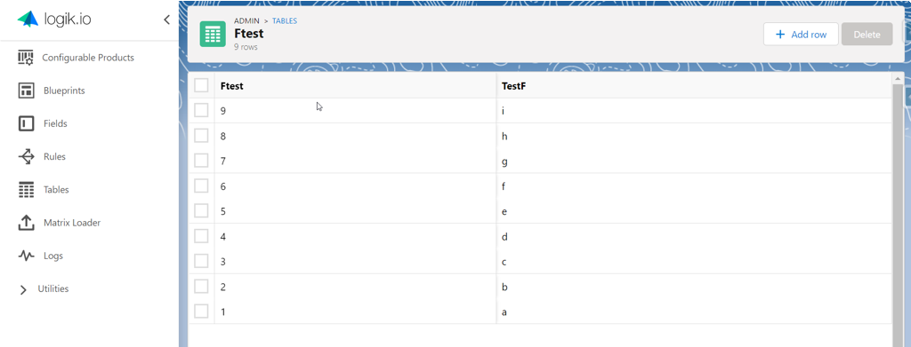 tables list
