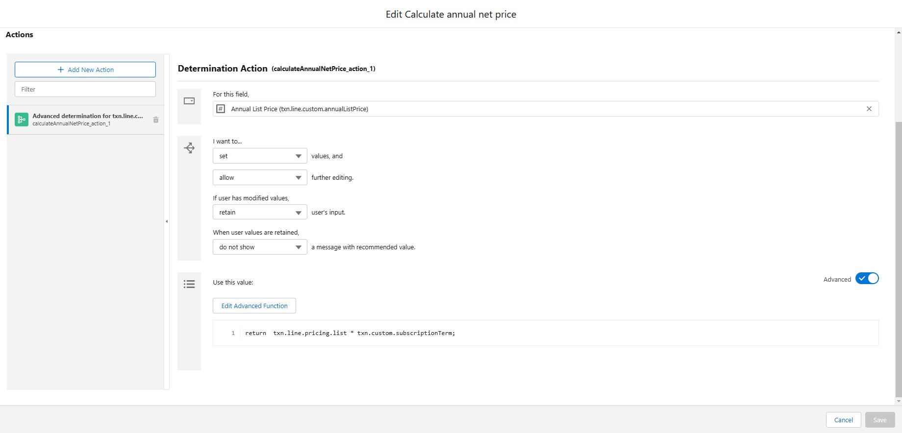 Etapas para configurar cálculos de preço no nível de linha