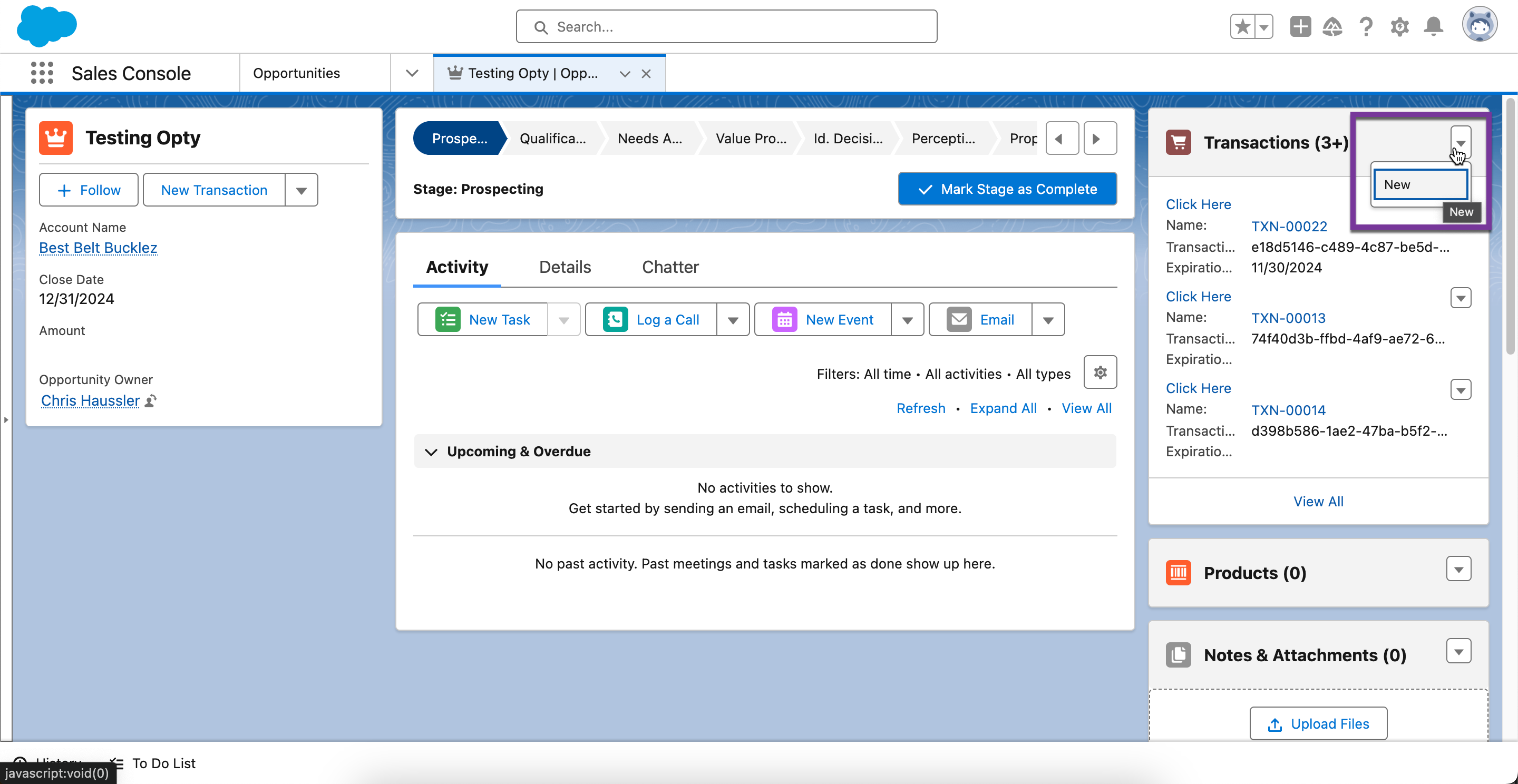 Sales console