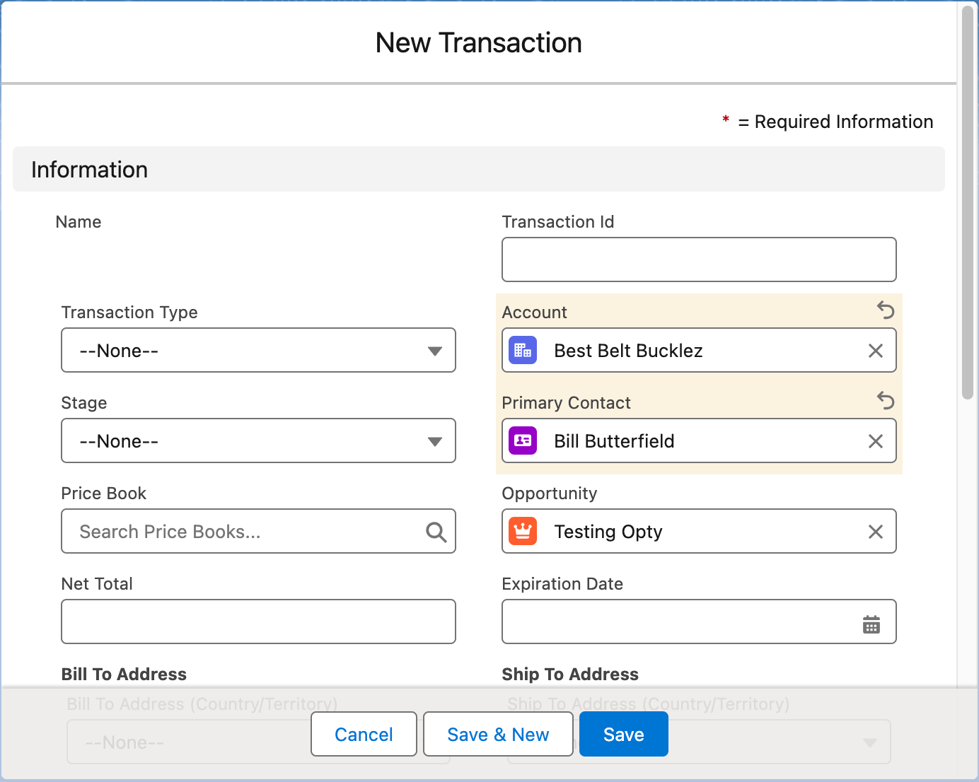 New transaction
