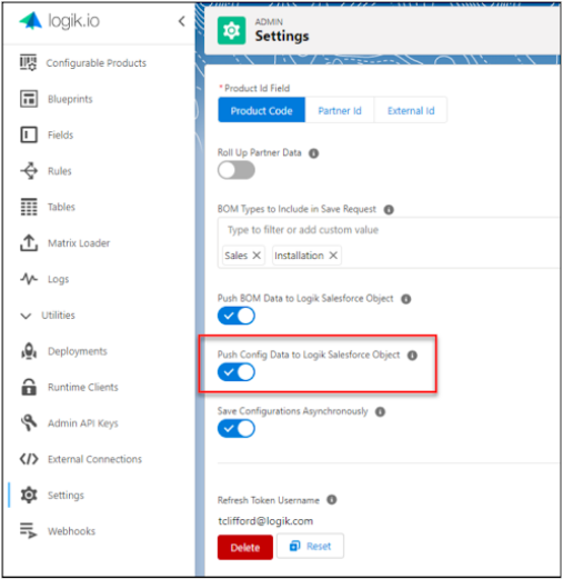 Admin settings