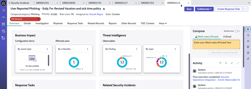 Working with Security Incident Records