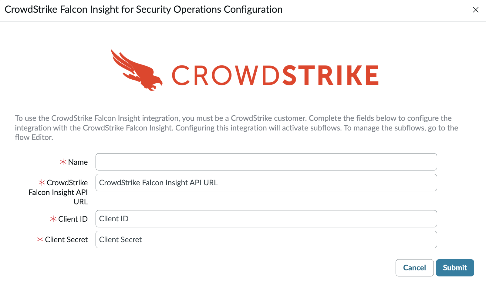 CrowdStrike Falcon Insight 구성 타일.